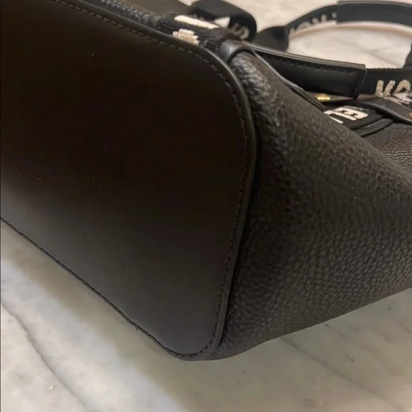 Michael Kors Maeve Black Pebbled Leather Satchel Tote with Logo Straps - Picture 13 of 13